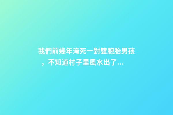 我們前幾年淹死一對雙胞胎男孩，不知道村子里風水出了什么問題導